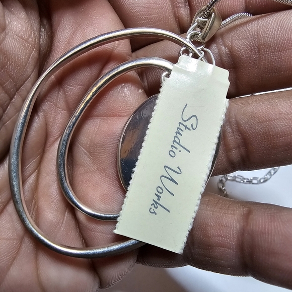 Studio Works Silver Tone Ripple Effect Pendant Fashion Necklace New With Tags 18 - Picture 3 of 5